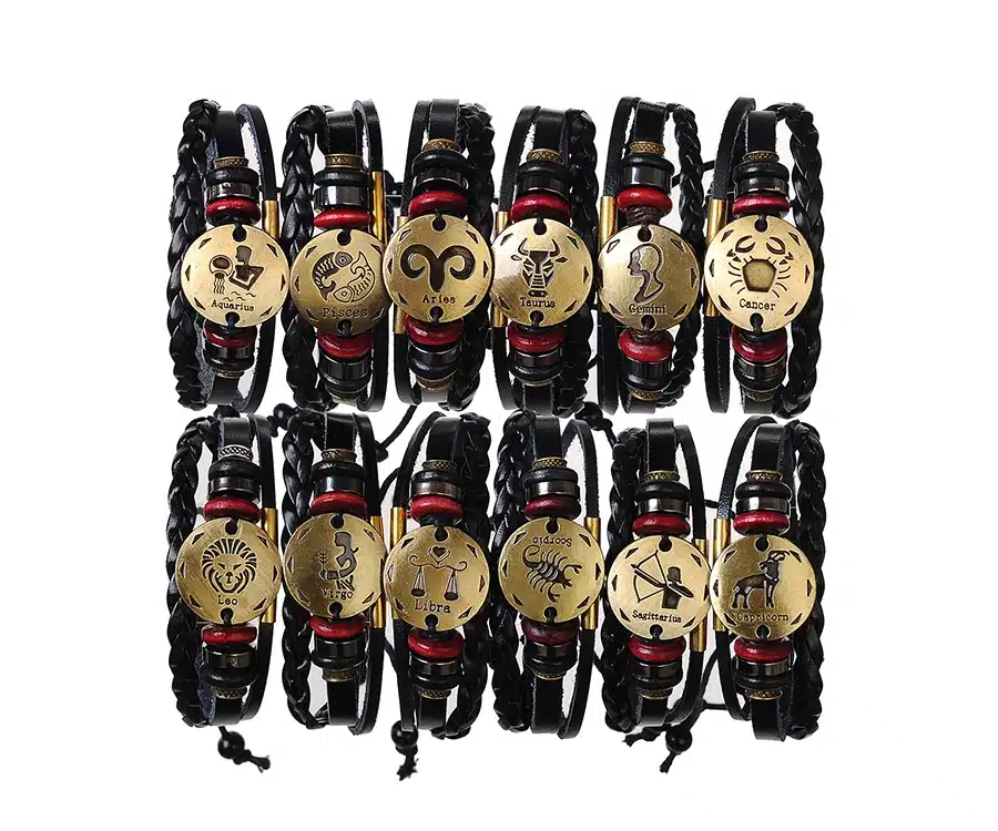12 Zodiac Signs Cuff Leather Bracelet Men Femme Charms For Women Jewelry Couple Lovers Fits For Original Bracelets & Bangles 2