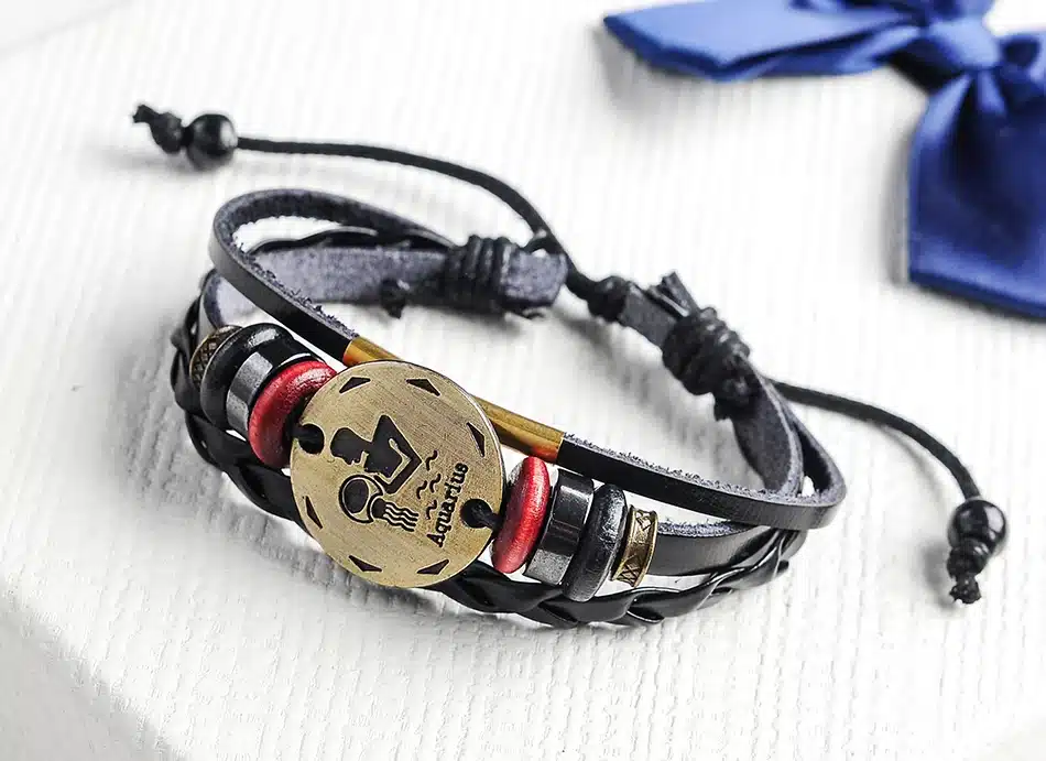 12 Zodiac Signs Cuff Leather Bracelet Men Femme Charms For Women Jewelry Couple Lovers Fits For Original Bracelets & Bangles 4