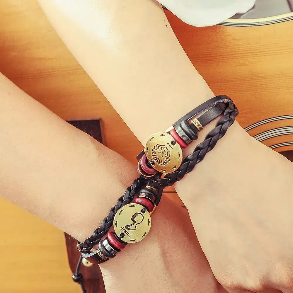 12 Zodiac Signs Cuff Leather Bracelet Men Femme Charms For Women Jewelry Couple Lovers Fits For Original Bracelets & Bangles 8