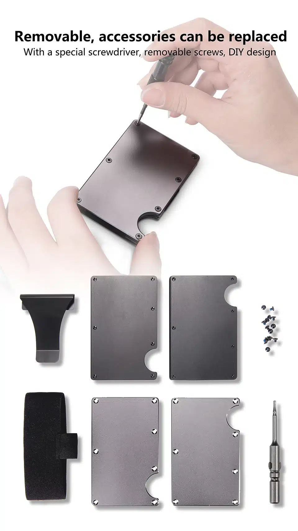 NewBring Metal Mini Money Clip Brand Fashion Black White Credit Card ID Holder With RFID Anti-chief Wallet Men 9