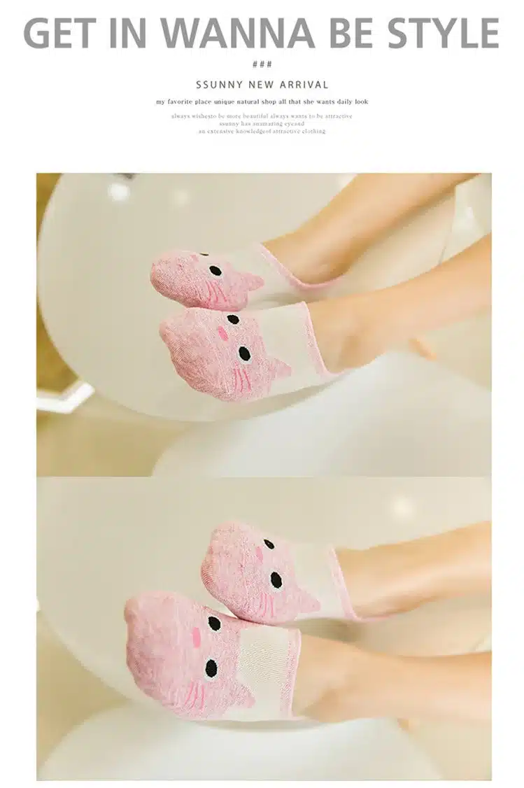 New Arrival High Quality Women Cartoon Socks Cute Cat Boat Sock Summer thin slipper Cotton Floor socks for Lady Girl Kid 5Pairs 37