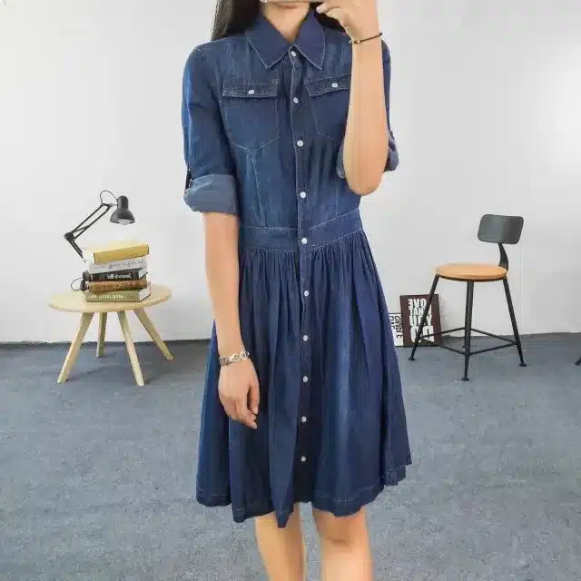 2017 New Arrival Quality Plus Size Women's Clothes, Female Fashion Casual 4XL Denim Dress Elegant Slim Jeans Dresses 17