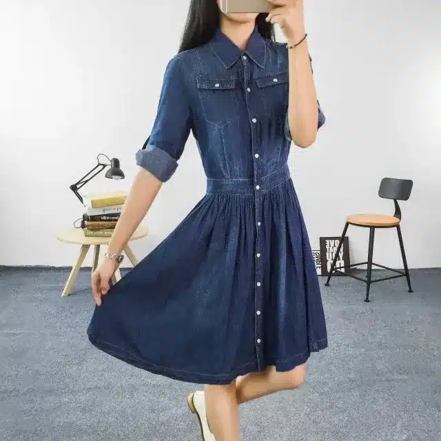 2017 New Arrival Quality Plus Size Women's Clothes, Female Fashion Casual 4XL Denim Dress Elegant Slim Jeans Dresses 19