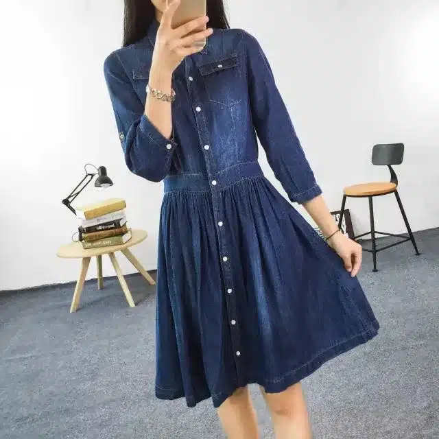 2017 New Arrival Quality Plus Size Women's Clothes, Female Fashion Casual 4XL Denim Dress Elegant Slim Jeans Dresses 27