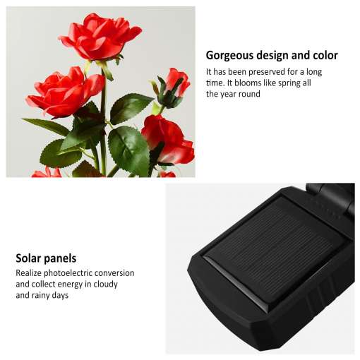 punased roosikujulised LED valgustid koos päikesepaneeliga