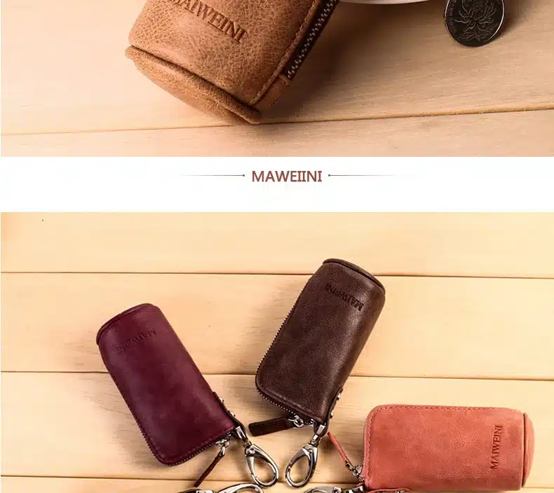 2017 New Women Men's Cowhide Leather Zipper Purse Bag Car Key Wallets Fashion Multifunctional Housekeeper Holders Free Shipping 11
