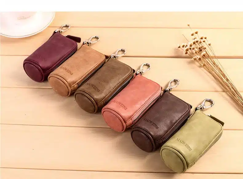 2017 New Women Men's Cowhide Leather Zipper Purse Bag Car Key Wallets Fashion Multifunctional Housekeeper Holders Free Shipping 14