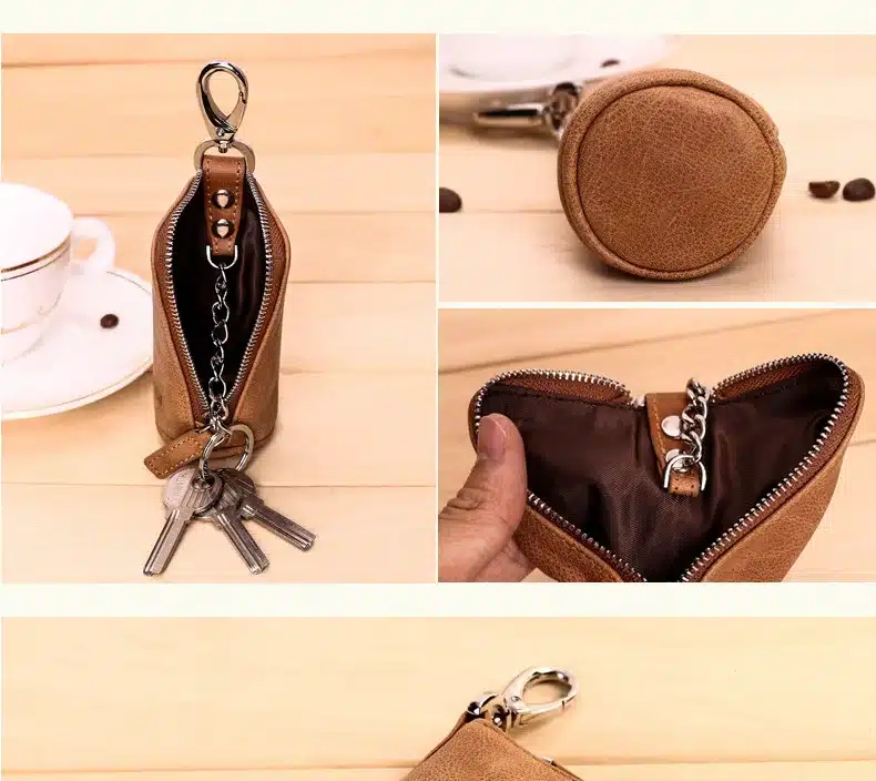 2017 New Women Men's Cowhide Leather Zipper Purse Bag Car Key Wallets Fashion Multifunctional Housekeeper Holders Free Shipping 18