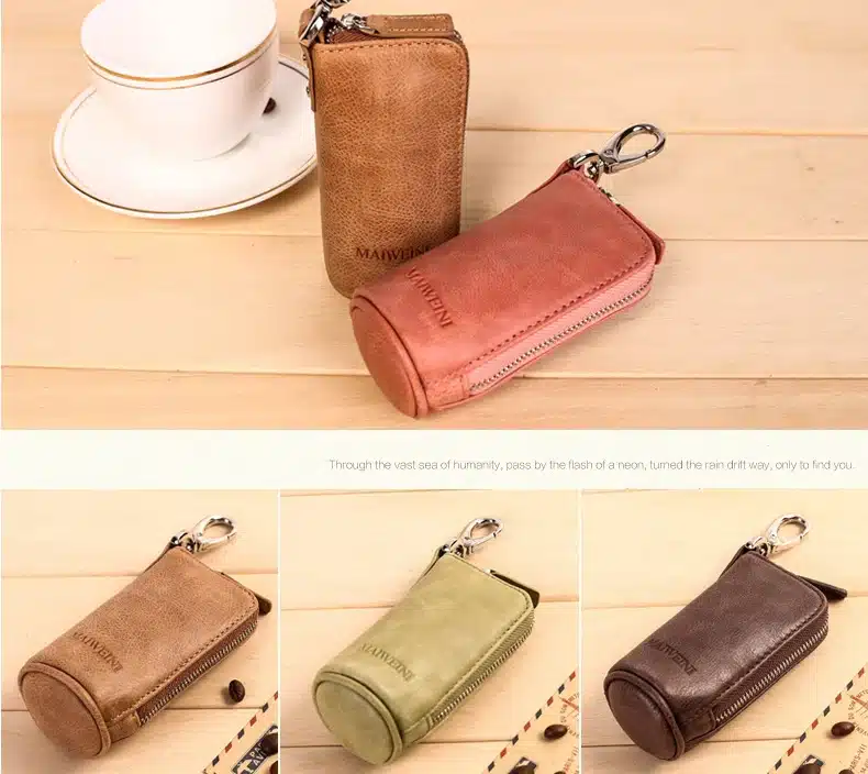 2017 New Women Men's Cowhide Leather Zipper Purse Bag Car Key Wallets Fashion Multifunctional Housekeeper Holders Free Shipping 21