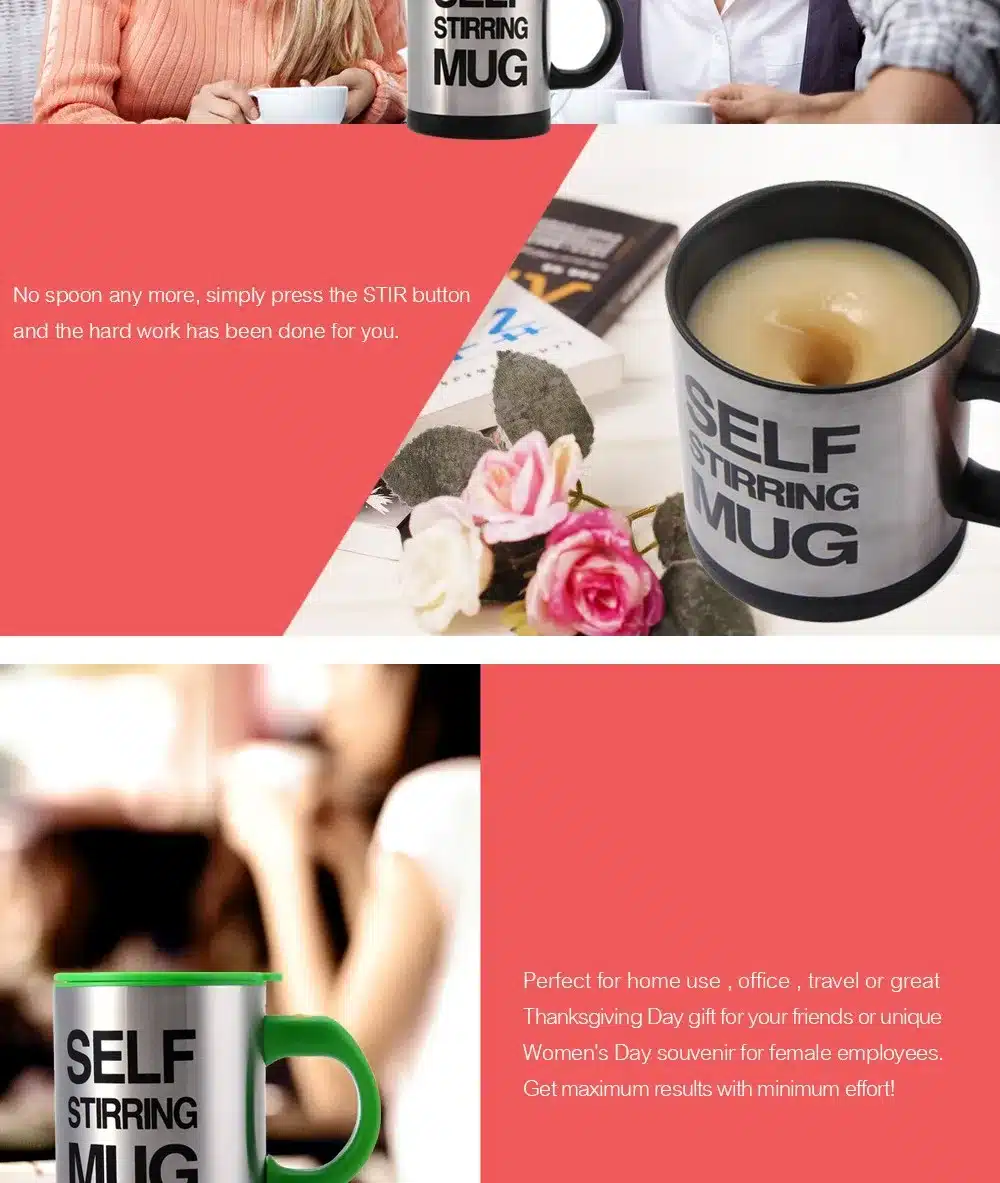BAISPO 400Ml Mug Automatic Electric Lazy Self Stirring Mug Automatic Coffee Milk Mixing Mug Tea Smart Stainless Steel Mix cup 10