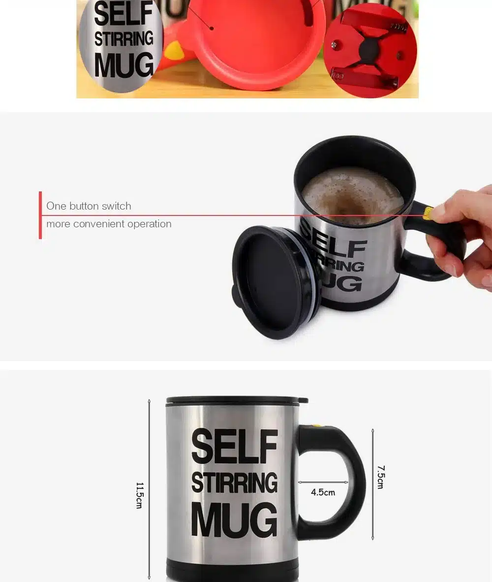 BAISPO 400Ml Mug Automatic Electric Lazy Self Stirring Mug Automatic Coffee Milk Mixing Mug Tea Smart Stainless Steel Mix cup 12