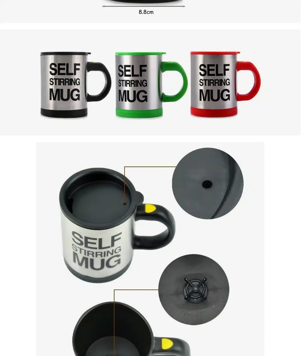 BAISPO 400Ml Mug Automatic Electric Lazy Self Stirring Mug Automatic Coffee Milk Mixing Mug Tea Smart Stainless Steel Mix cup 13