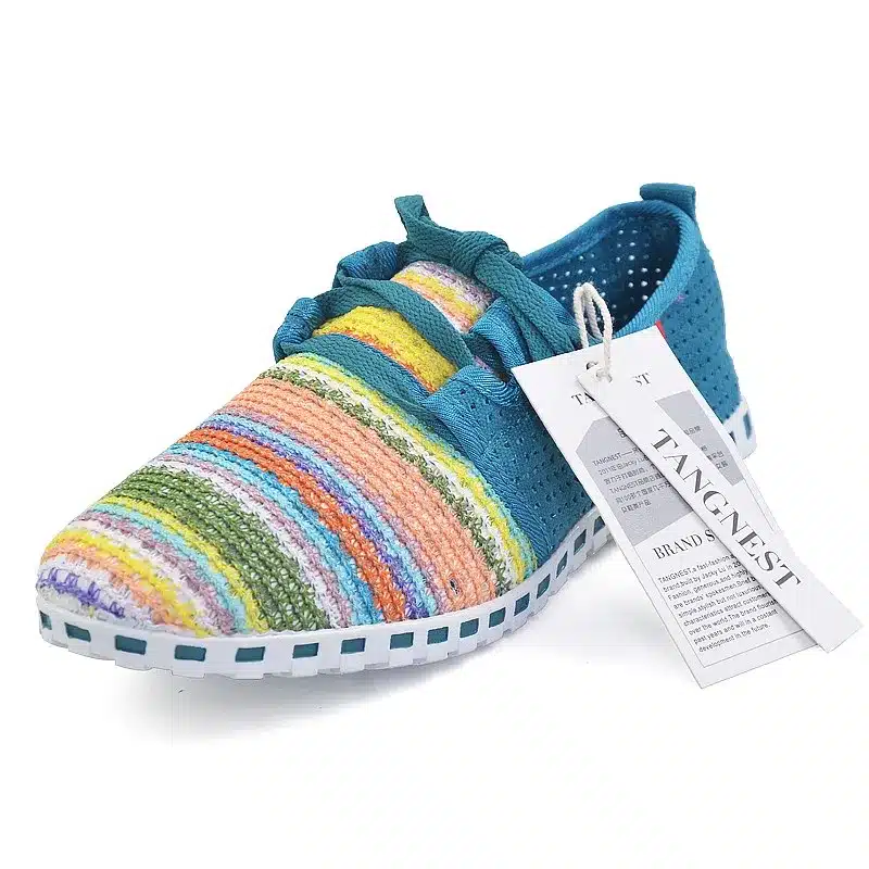 Tangnest Summer Breathable Mesh Shoes Men Beach Couple Shoes Rainbow Color Comfort Slip On Flats For Man Size 35-44 XMF263 19