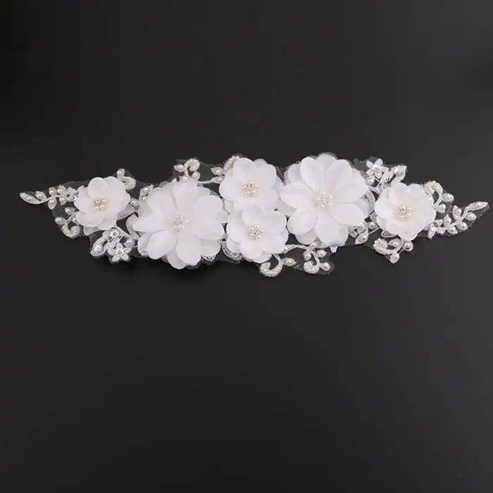 Romantic Wedding Hair Accessories For Bridal White Lace Flowers Crystal Pearl Headbands Headdress Women Tiara Hair Jewelry SL 6