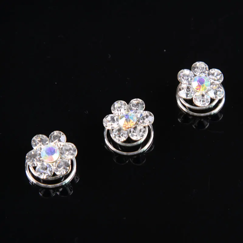 12PCS Hairpins Twist Coils Hair Spin Pins Bridal Wedding Prom Crystal Rhinestone Hair Clips Headwear Jewelry Hair Accessories 16