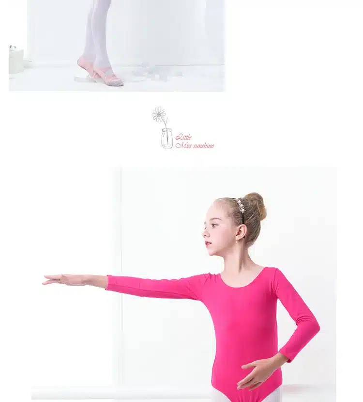Girls Kids Ballet Bodysuit Cute Back Bowknot Child Ballet Leotards Pink Cotton Gymnastics Leotards 12