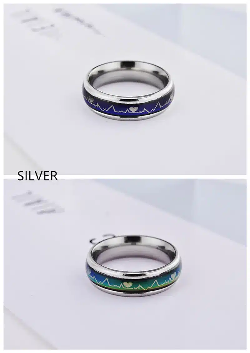 Fashion Titanium Black Mood Rings Temperature Emotion Feeling Engagement Rings Women Men 2017 Promise Rings For Couples Jewelry 12