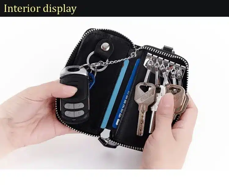 New arrival Genuine leather Men key holder organizer multifunctional women key case wallet ladies Housekeeper 14