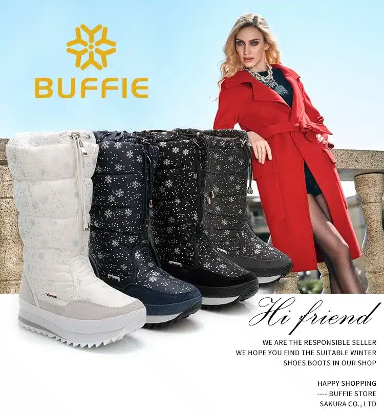 2017 Winter High Women Snow Boots plush Warm Lady shoe Plus size 35 to 42 easy wear zipper up girl white colour flower warm boot 9