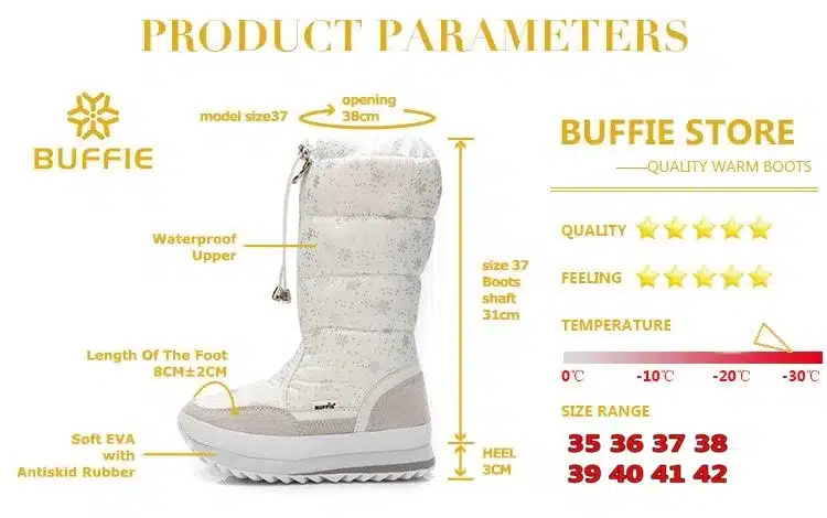 2017 Winter High Women Snow Boots plush Warm Lady shoe Plus size 35 to 42 easy wear zipper up girl white colour flower warm boot 10