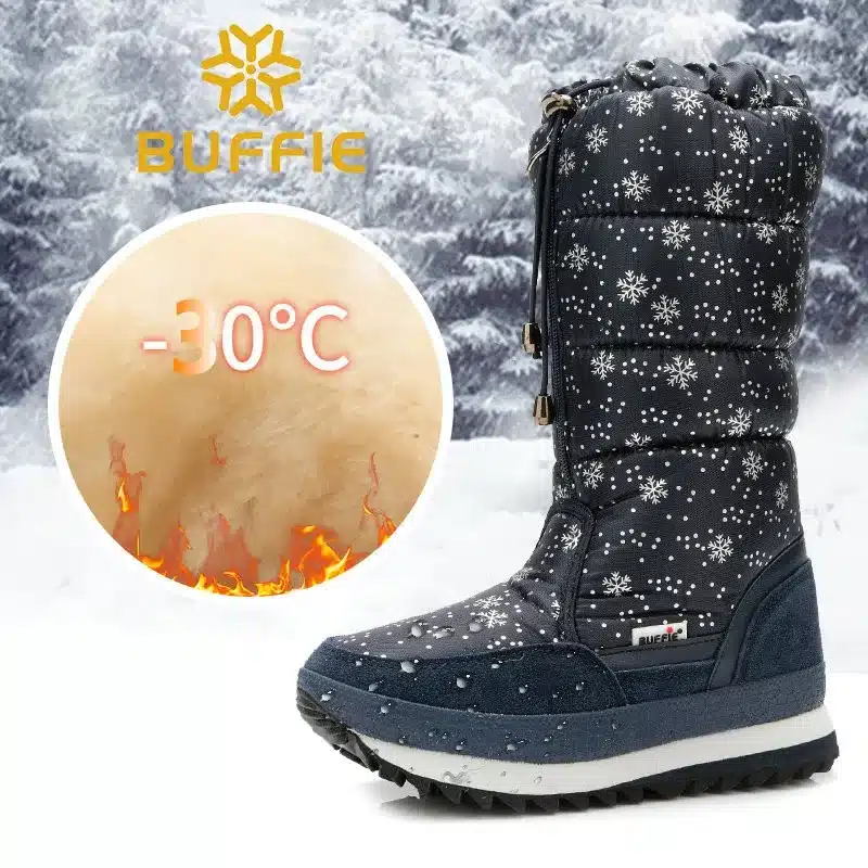 2017 Winter High Women Snow Boots plush Warm Lady shoe Plus size 35 to 42 easy wear zipper up girl white colour flower warm boot 13