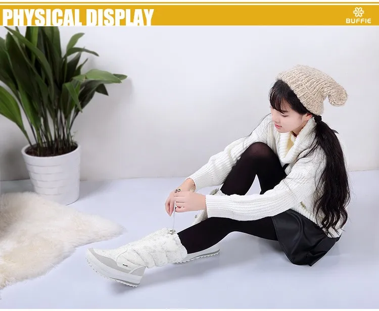 2017 Winter High Women Snow Boots plush Warm Lady shoe Plus size 35 to 42 easy wear zipper up girl white colour flower warm boot 23