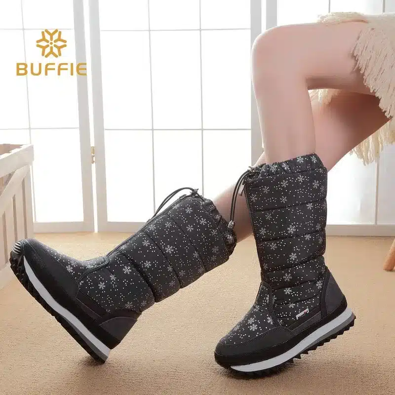 2017 Winter High Women Snow Boots plush Warm Lady shoe Plus size 35 to 42 easy wear zipper up girl white colour flower warm boot 29