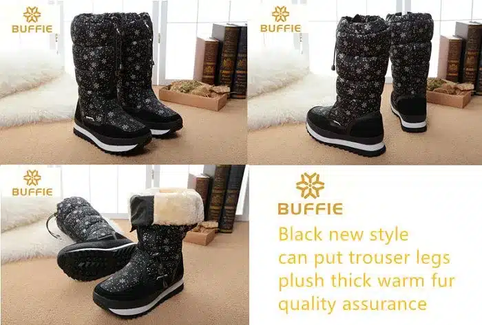 2017 Winter High Women Snow Boots plush Warm Lady shoe Plus size 35 to 42 easy wear zipper up girl white colour flower warm boot 32