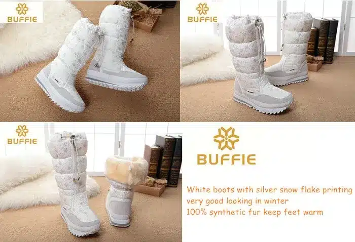2017 Winter High Women Snow Boots plush Warm Lady shoe Plus size 35 to 42 easy wear zipper up girl white colour flower warm boot 33
