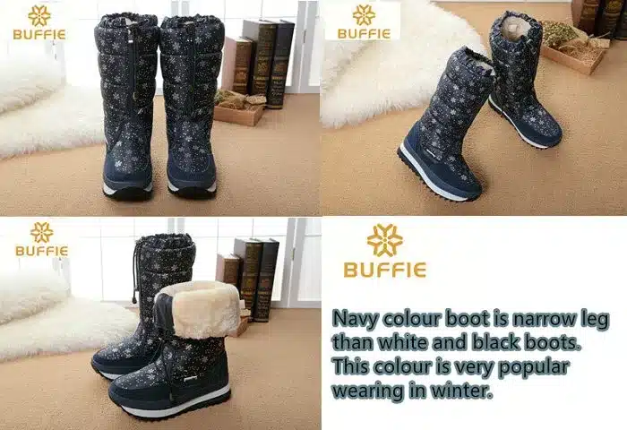 2017 Winter High Women Snow Boots plush Warm Lady shoe Plus size 35 to 42 easy wear zipper up girl white colour flower warm boot 34