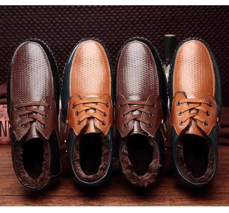 Men's winter boots for 2017 soft genuine leather snow boots Waterproof and snowproof and Non-slip Plus cashmere warm shoes 4