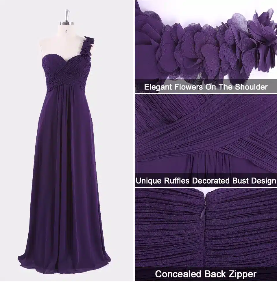 Wedding Bridesmaid Dresses Ever Pretty EP09768 Fashion Women Flower One Shoulder Chiffon Padded Long Bridesmaid Dresses 2017 18