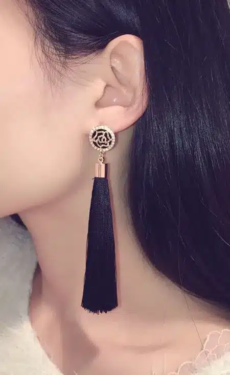 PPG&PGG New Ethnic style Long Tassel Earrings for women Fashion Crystal Flower Jewelry black blue and red colors female gifts 17