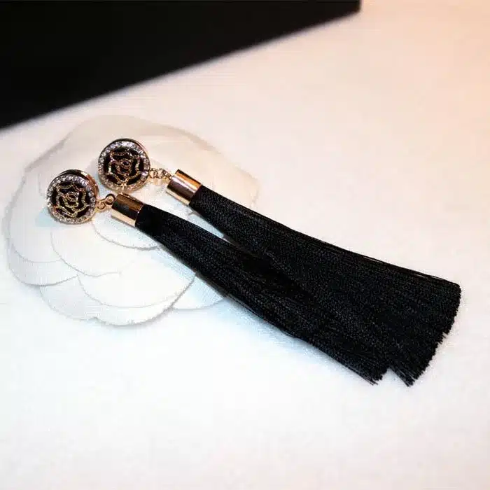 PPG&PGG New Ethnic style Long Tassel Earrings for women Fashion Crystal Flower Jewelry black blue and red colors female gifts 20