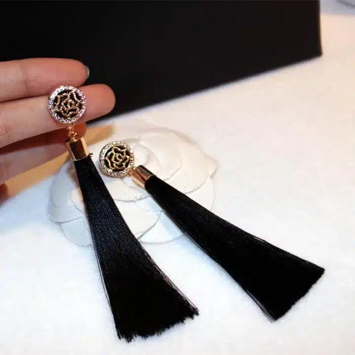 PPG&PGG New Ethnic style Long Tassel Earrings for women Fashion Crystal Flower Jewelry black blue and red colors female gifts 19