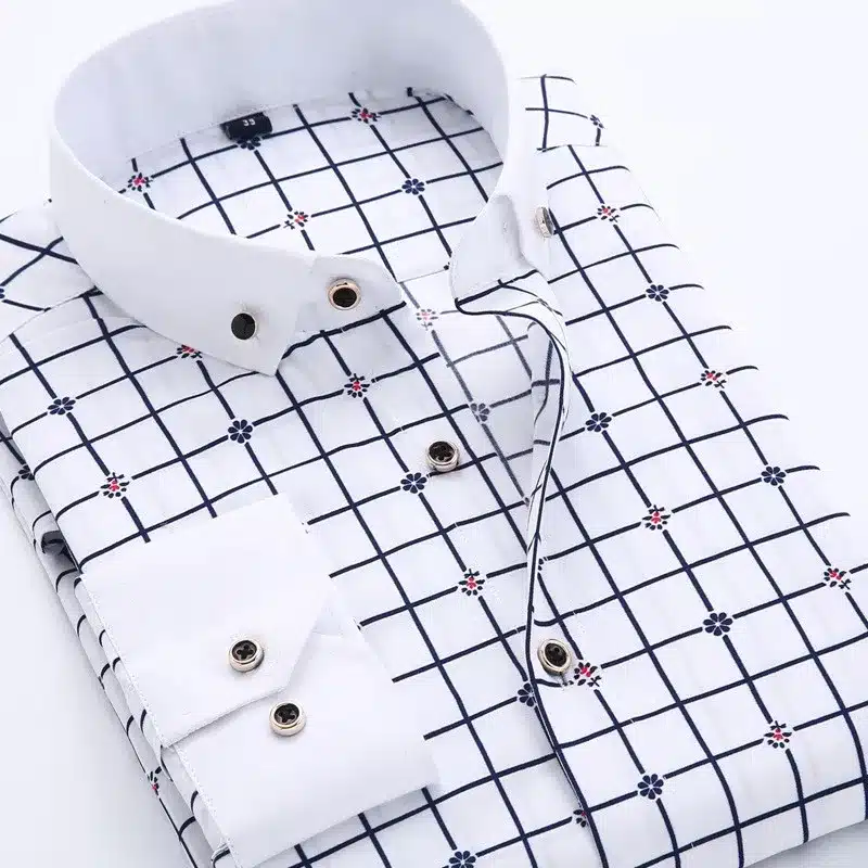 VISADA JAUNA Men's Shirt Printed Casual Brand Clothing Slim Fit Long-sleeve Cotton Business Male Shirts Plus Size S-4XL N454 17