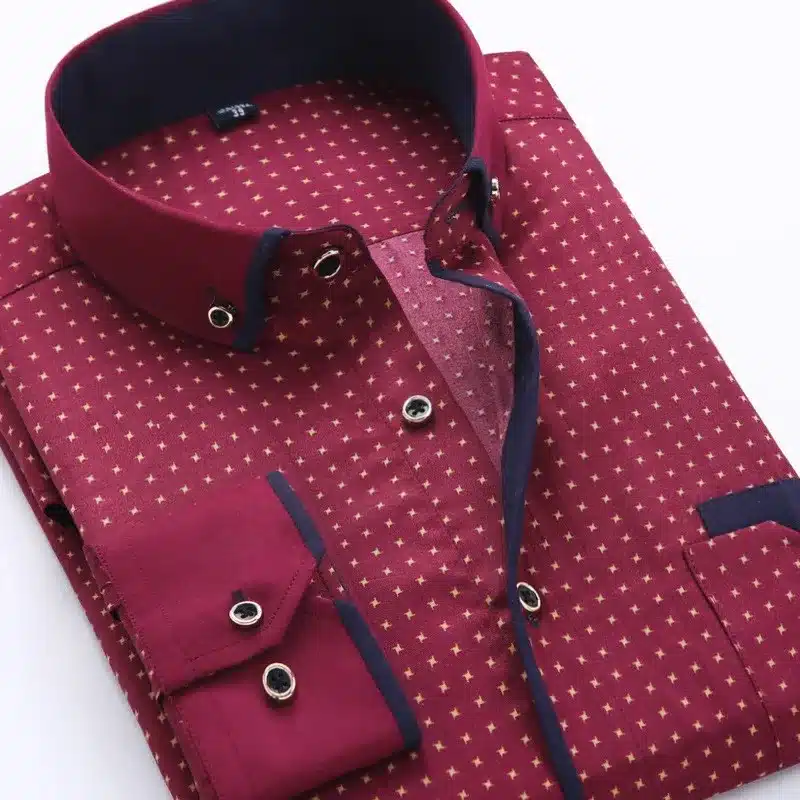 VISADA JAUNA Men's Shirt Printed Casual Brand Clothing Slim Fit Long-sleeve Cotton Business Male Shirts Plus Size S-4XL N454 24