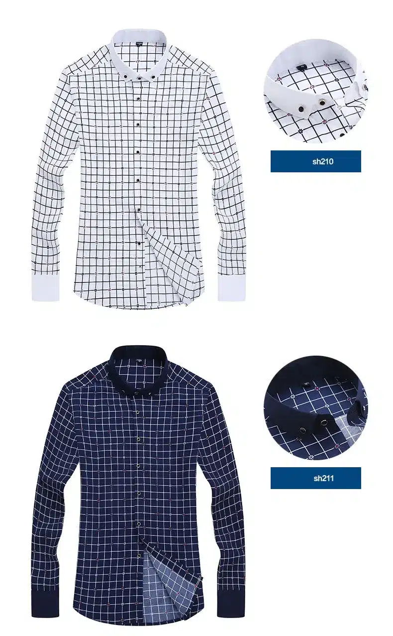 VISADA JAUNA Men's Shirt Printed Casual Brand Clothing Slim Fit Long-sleeve Cotton Business Male Shirts Plus Size S-4XL N454 25