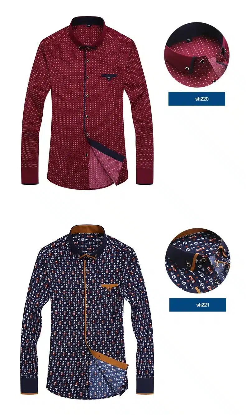 VISADA JAUNA Men's Shirt Printed Casual Brand Clothing Slim Fit Long-sleeve Cotton Business Male Shirts Plus Size S-4XL N454 29