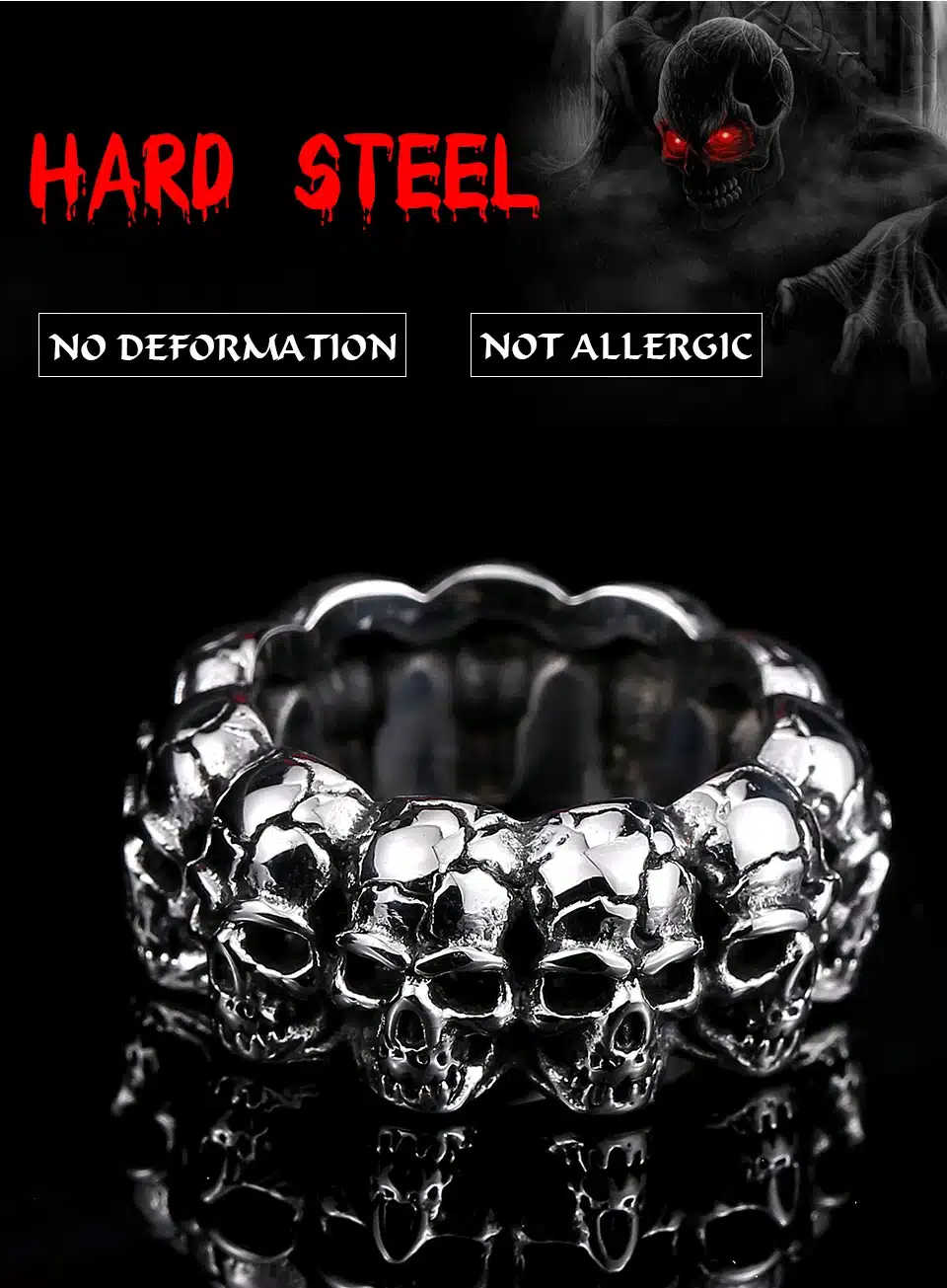 steel soldier stainless steel men punk skull ring vintage domineering skull 316l steel jewelry 13