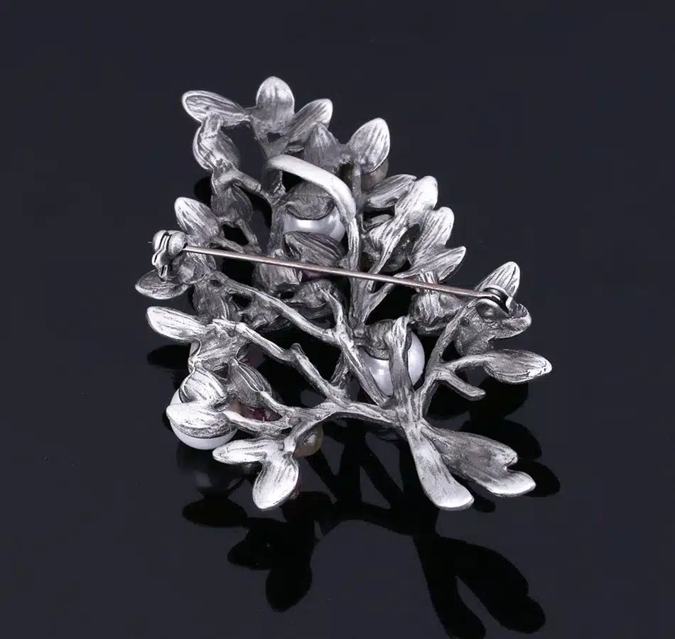 MloveAcc Vintage Natural Stone Brooch Pendant Retro Tree Shape Imitation Pearl Pins Brooches Jewelry for Women Christmas Gift 20