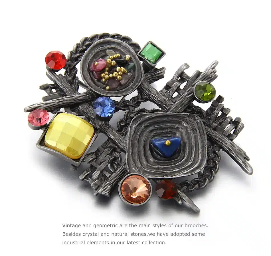 MloveAcc Multicolor Stone Scarf Clip Vintage Brooches for Women Antique Ethnic Retro Irregular Geometric Brooch Jewelry 15