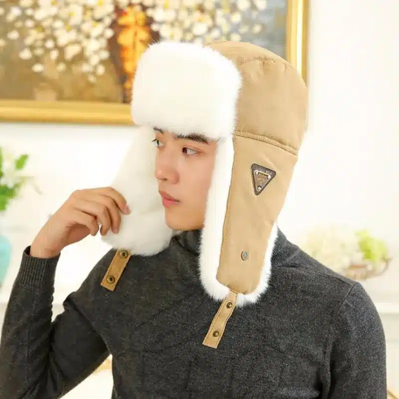 HT533 Classic Solid Winter Hat for Men Women Unisex Black Earflap Hat Cap Russian Fur Hat Ushanka Bomber Hat Men Women Bomber 9