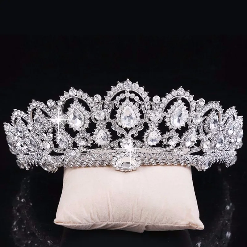 Vintage Big Rhinestone Prom Queen Crown Crystal Bride Quinceanera Tiaras Bridal Head Jewelry Pageant Wedding Hair Accessories 2