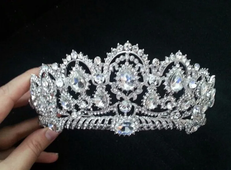 Vintage Big Rhinestone Prom Queen Crown Crystal Bride Quinceanera Tiaras Bridal Head Jewelry Pageant Wedding Hair Accessories 3