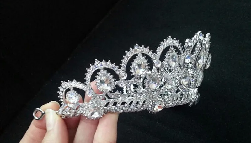 Vintage Big Rhinestone Prom Queen Crown Crystal Bride Quinceanera Tiaras Bridal Head Jewelry Pageant Wedding Hair Accessories 5