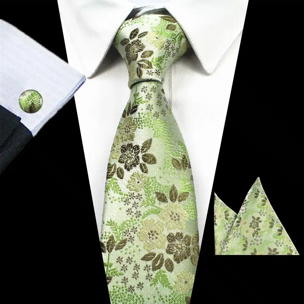 RBOCOTT New Designs Fashion Floral Ties 7cm Mens Tie Silk Jacquard Neck Ties Pocket Square Cufflinks Set For Wedding Party Suit 17