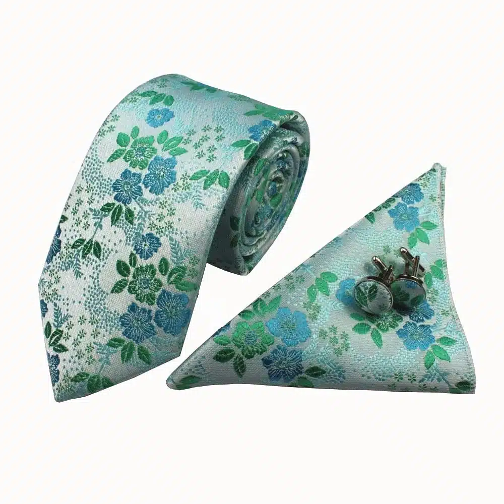 RBOCOTT New Designs Fashion Floral Ties 7cm Mens Tie Silk Jacquard Neck Ties Pocket Square Cufflinks Set For Wedding Party Suit 20