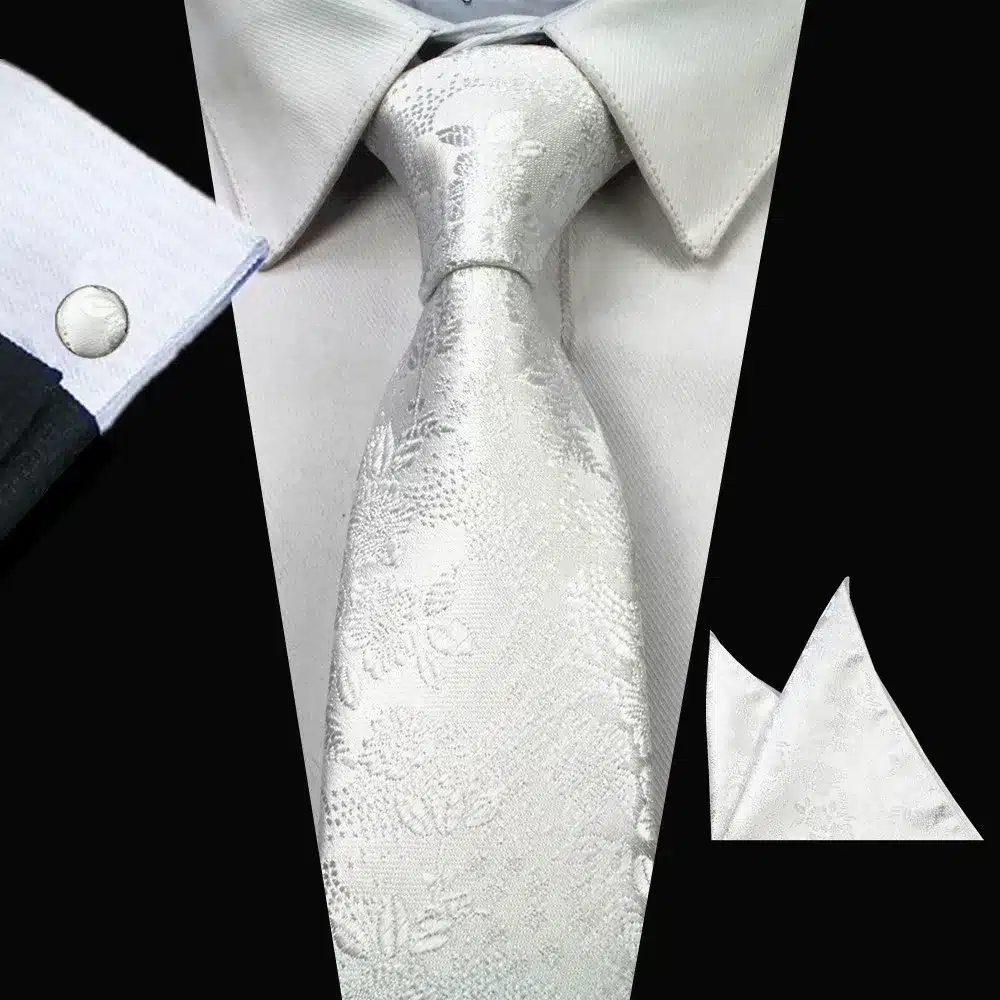 RBOCOTT New Designs Fashion Floral Ties 7cm Mens Tie Silk Jacquard Neck Ties Pocket Square Cufflinks Set For Wedding Party Suit 23