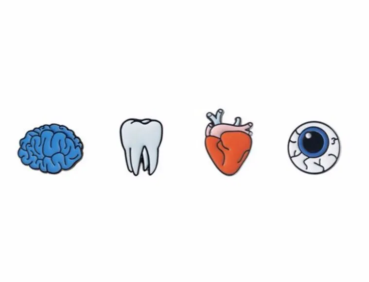 Timlee X015 Cartoon Cute Brain Heart Eye Tooth Metal Brooch Pins Button Pins Girl Gift Wholesale 13